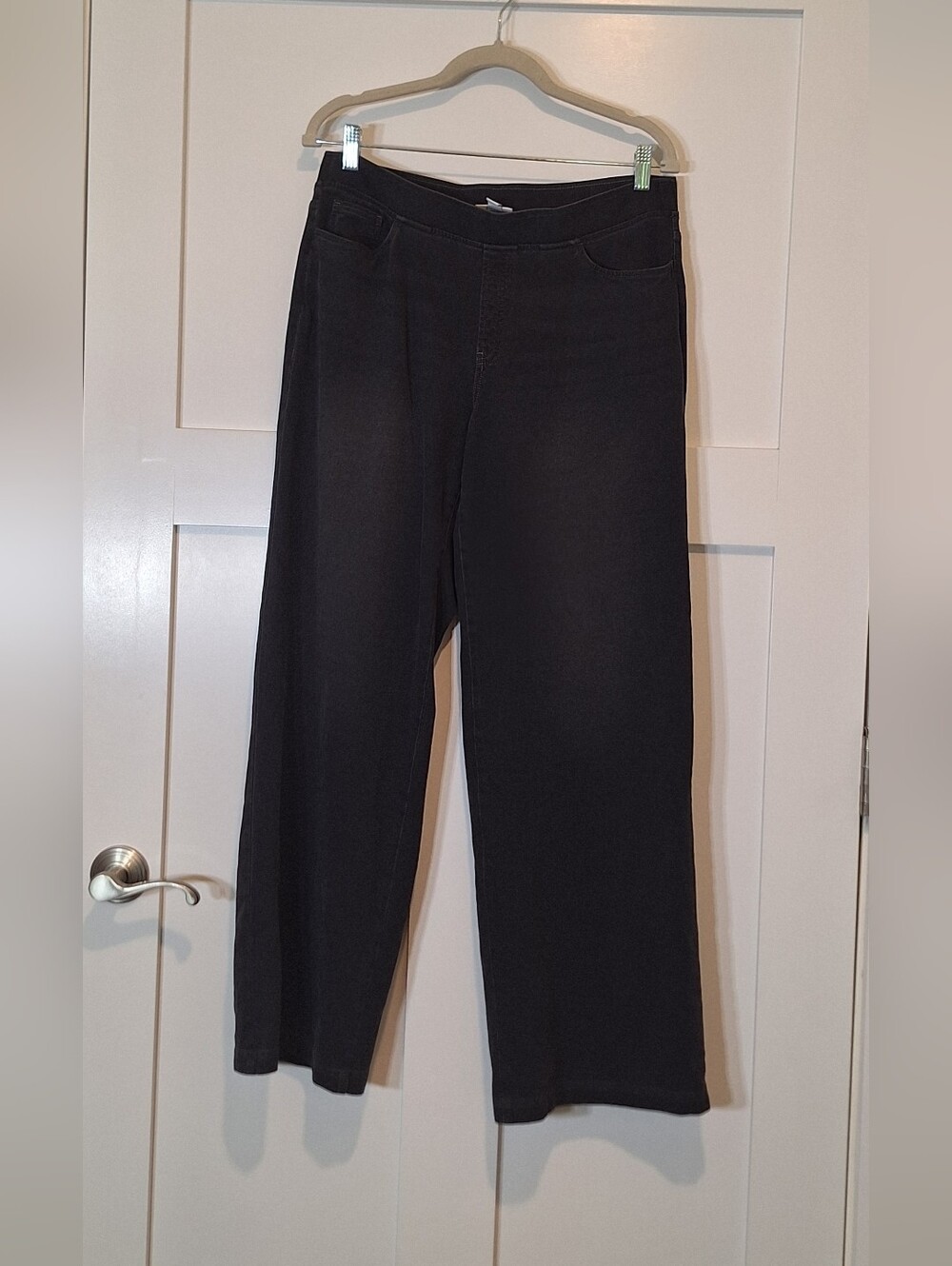 Pure Jill Wide Leg Pull On Stretch Pants Viscose Charcoal Gray Size Medium